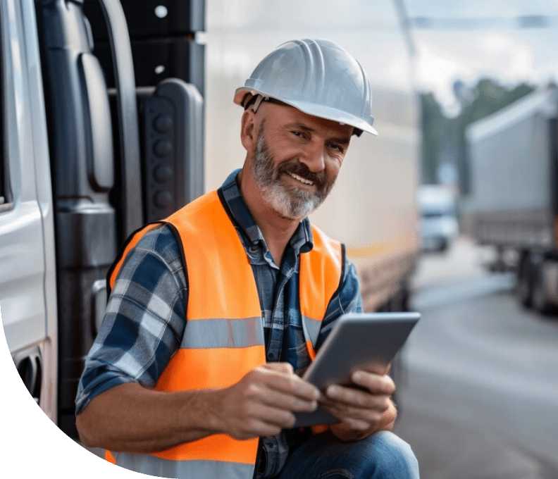 Señor con tablet de logistica