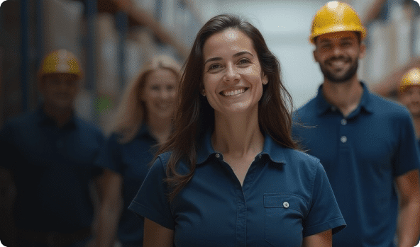 Equipo de trabajo en warehouse